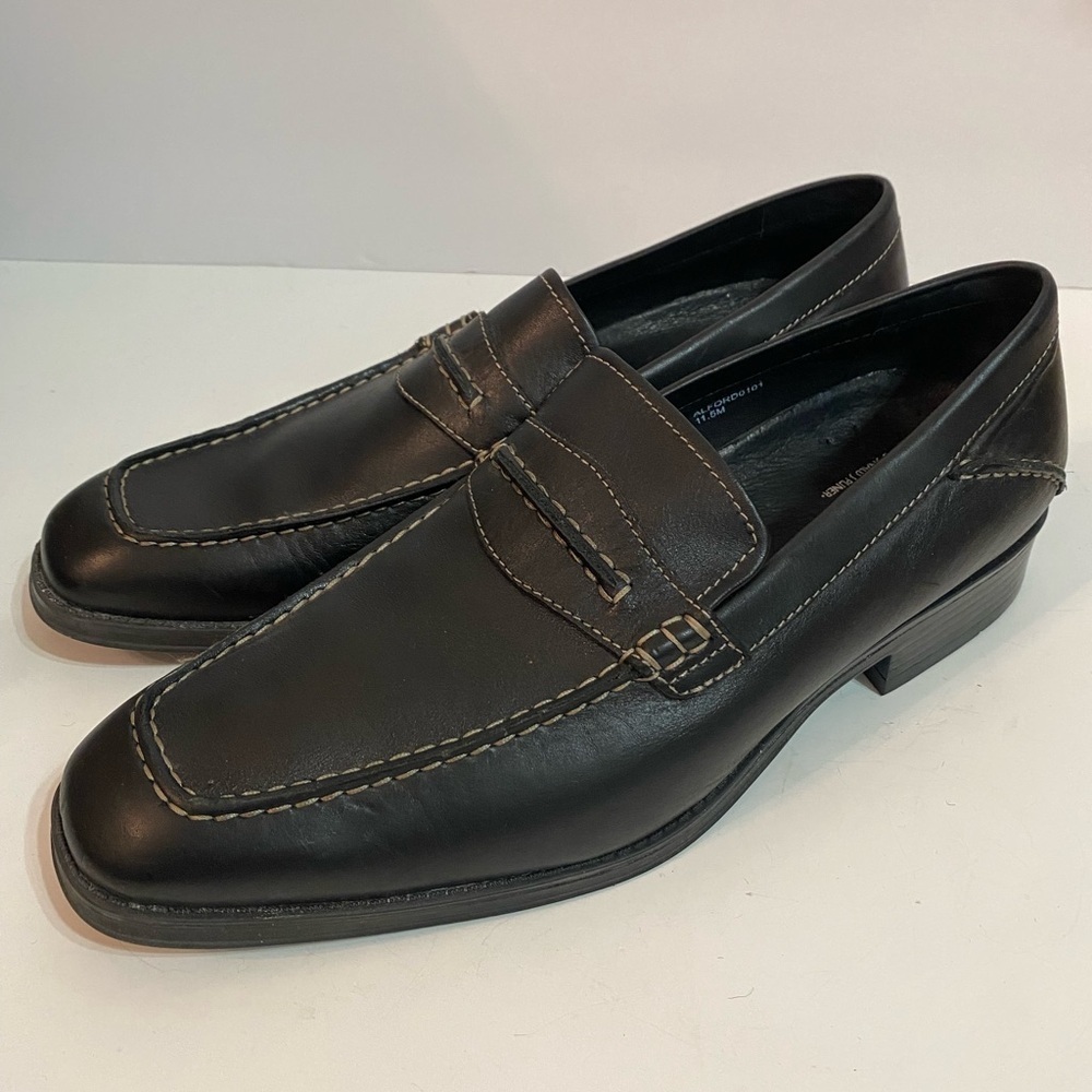 Donald J Pliner Black Leather Slip On Loafers Mens Dress Shoes Size US 11.5 M